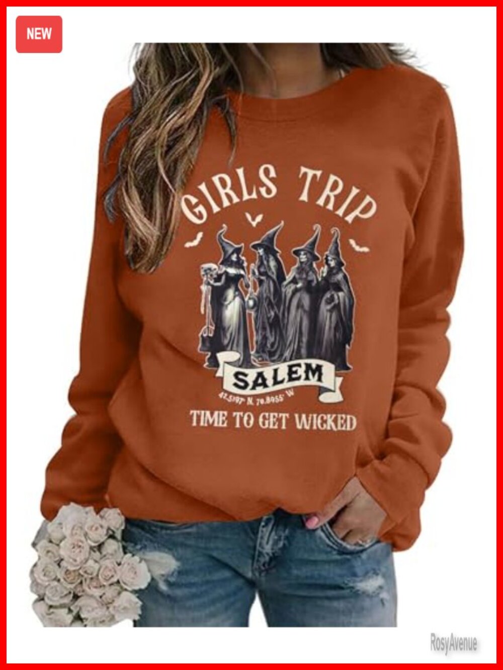 Halloween Sweatshirt Women Witch Graphic Pullover Crew Neck Long Sleeve
